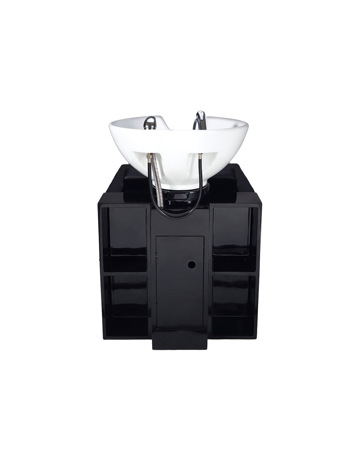 Jacob - Poltrona lavatesta nera con lavabo bianco